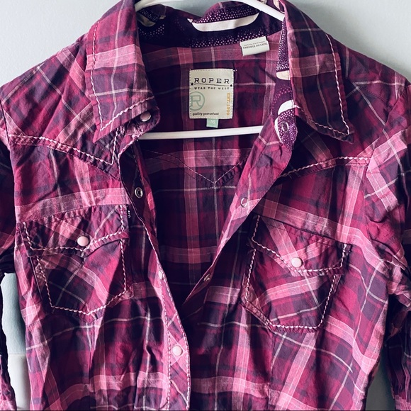 Roper purple plaid button down shirt - Picture 2 of 5